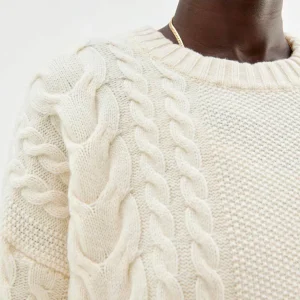 Cheap Oversized Flettestrikket Genser I Ull Dame Gensere