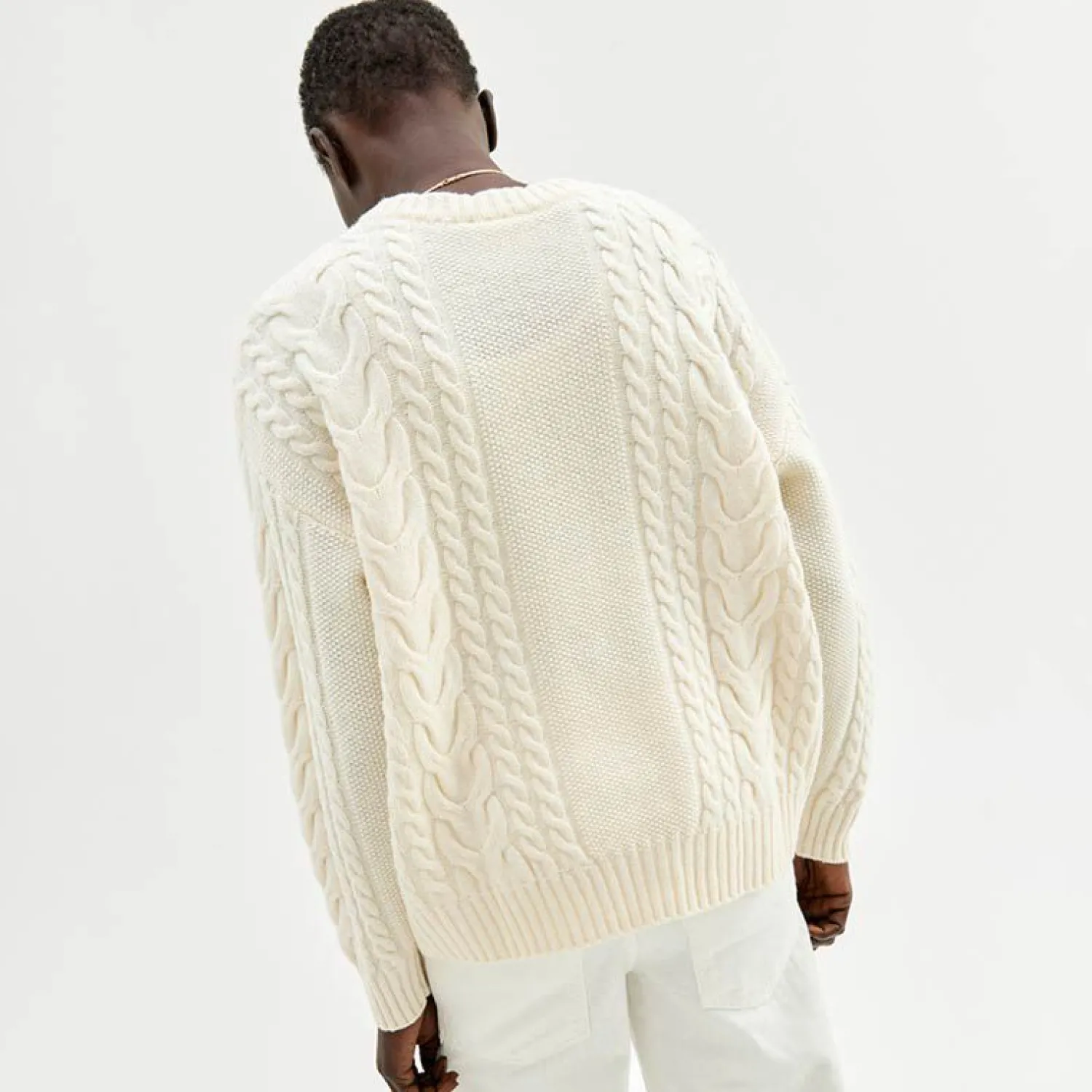 oversized_flettestrikket__7-1.webp Cheap Oversized Flettestrikket Genser I Ull Dame Gensere